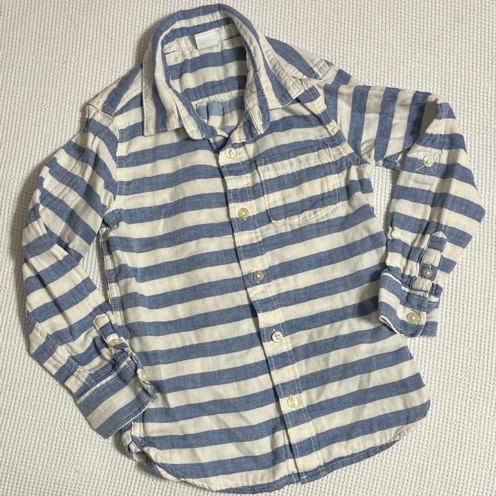 GAP Kids Blue and White Striped Button Down Shirt
